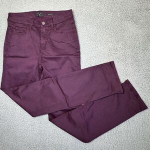 Jen7 by 7‎ For All Mankind Slim Straight Mid Rise Stretch Purple Jeans Sz 6 NWT